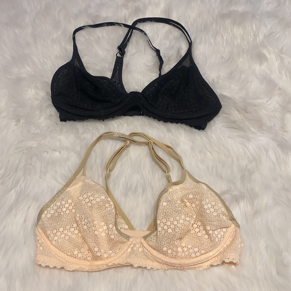 Aerie bras light pink & gold and black 36C